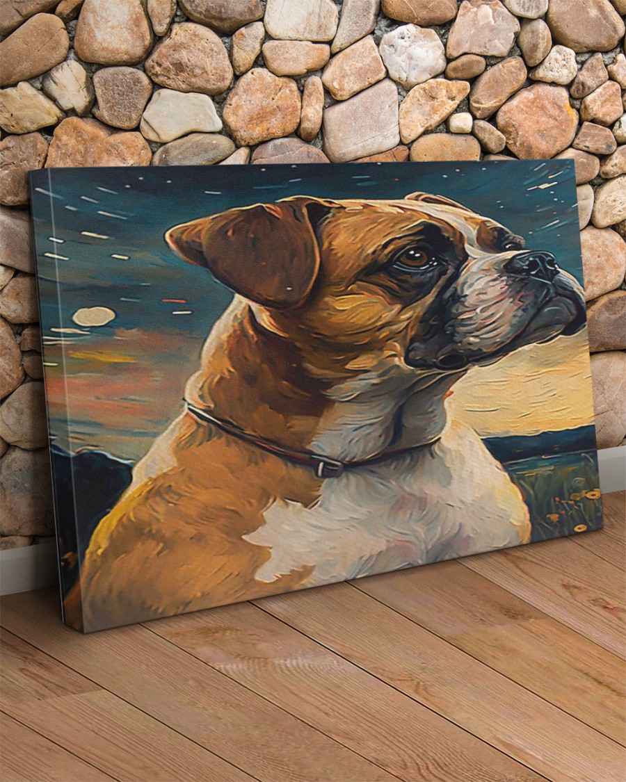 Boxer Dog Art Starry Night Canvas, Gift For Boxer Mom, Boxer Lover Gift