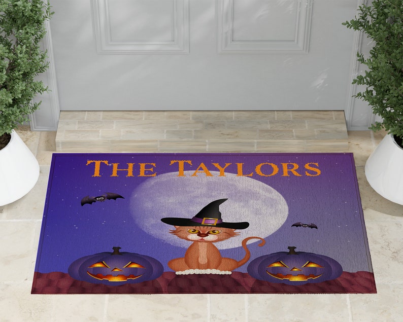 Halloween Door Mat, Spooky Mat, Indoor Outdoor Door Mat, Haunted Door