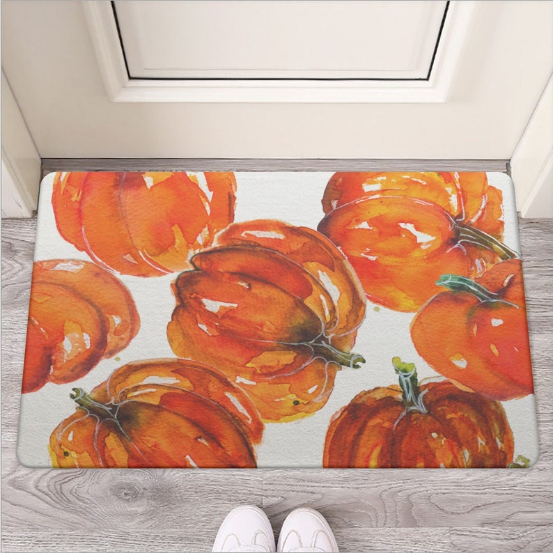 Halloween Door Mat, Stain Resistant Door Mat, Halloween Holiday Mat, Spooky Pumpkins