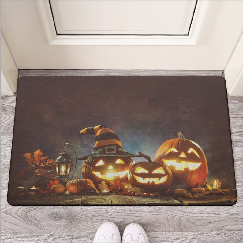 Halloween Door Mat, Stain Resistant Pumpkin Door Mat, Halloween Holiday Mat, Indoor