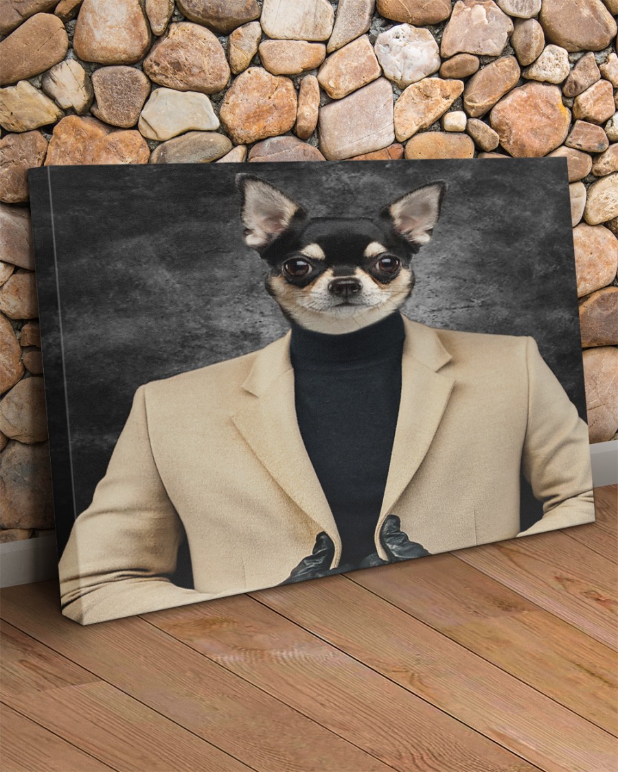 Custom Chihuahua Dog As Human Portrait Canvas, Personalized Dog Decor