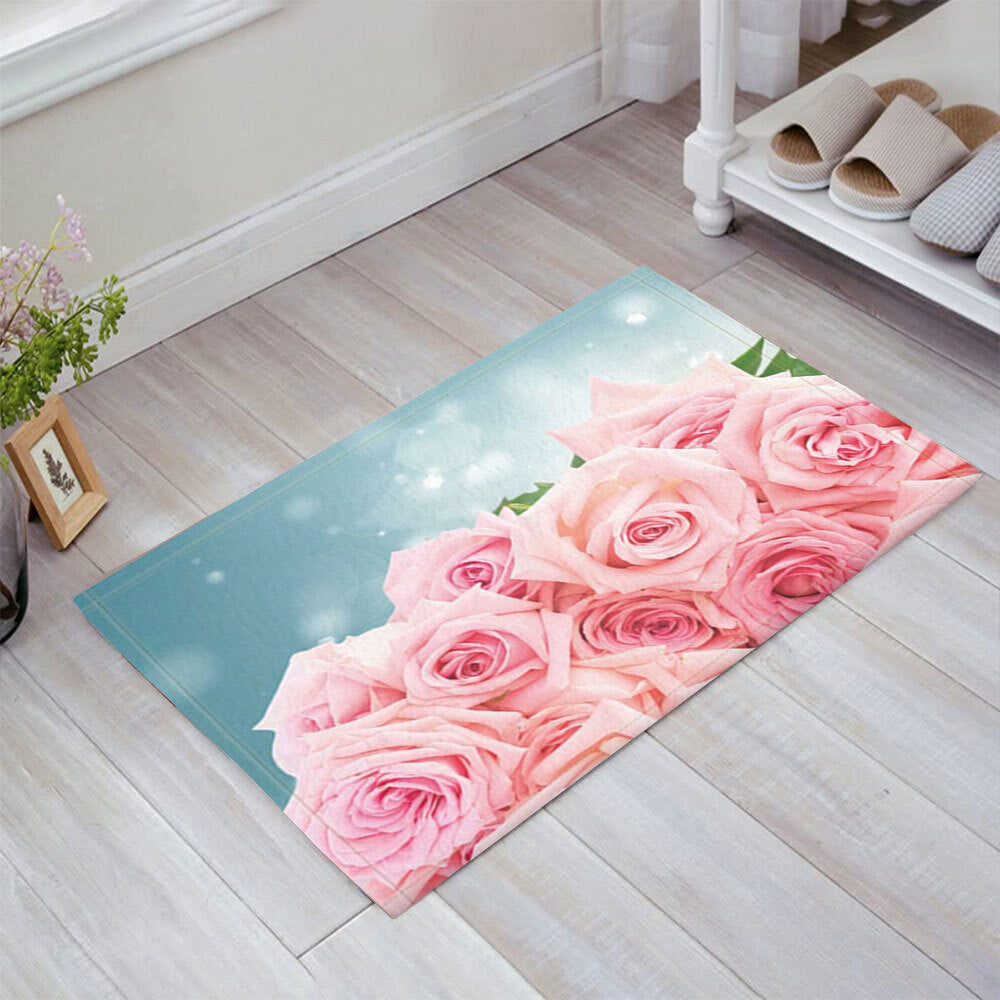 Valentine's Day A Bunch Of Pink Rose Romance Doormat, Valentine Home