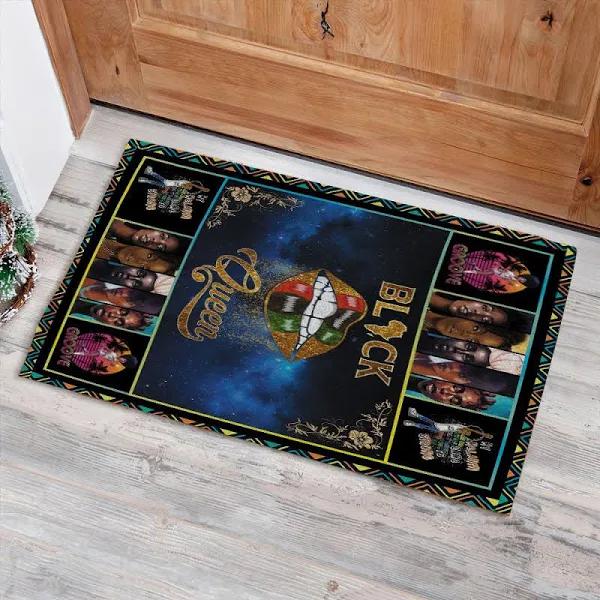 Black Queen Lips Black Pride Pan African Flag Black Girl Doormat, Black