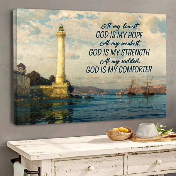 Customized Lighthouse Canvas, At My Lowest God Is My Hope God Is My