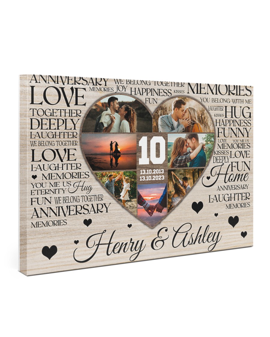 Personalized 10 Years Wedding Anniversary Canvas Print, Happiness Truly
