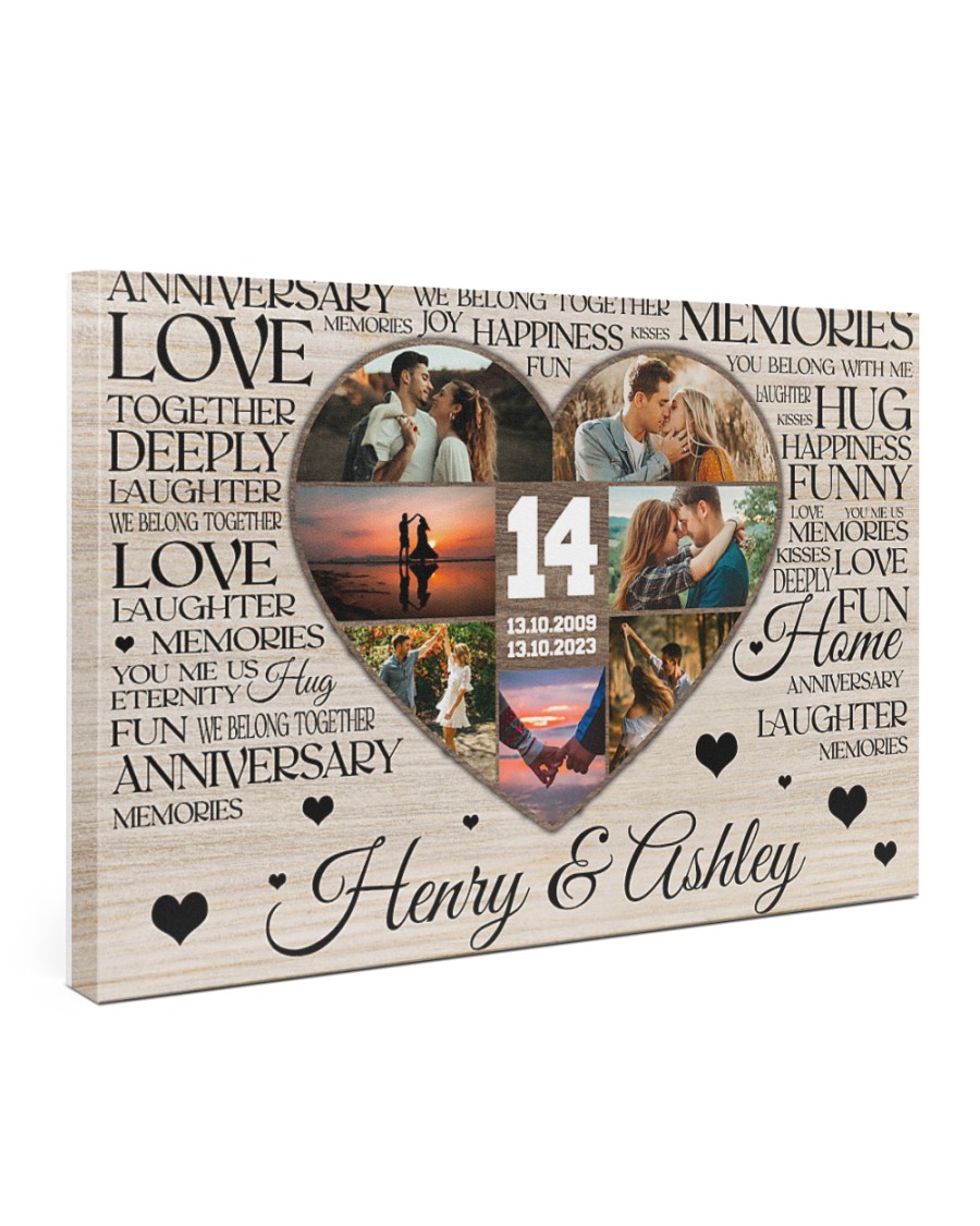 Personalized 14 Years Wedding Anniversary Canvas Print, Happiness Truly