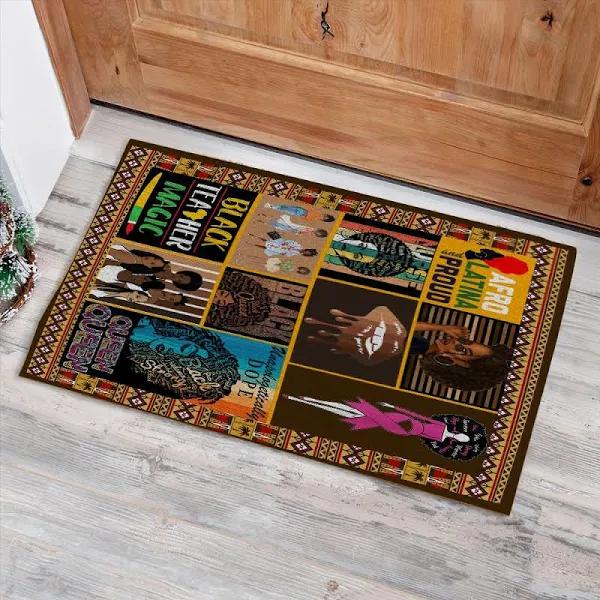 Melanin For Women Pride Black History Afro Girl Doormat, African Home