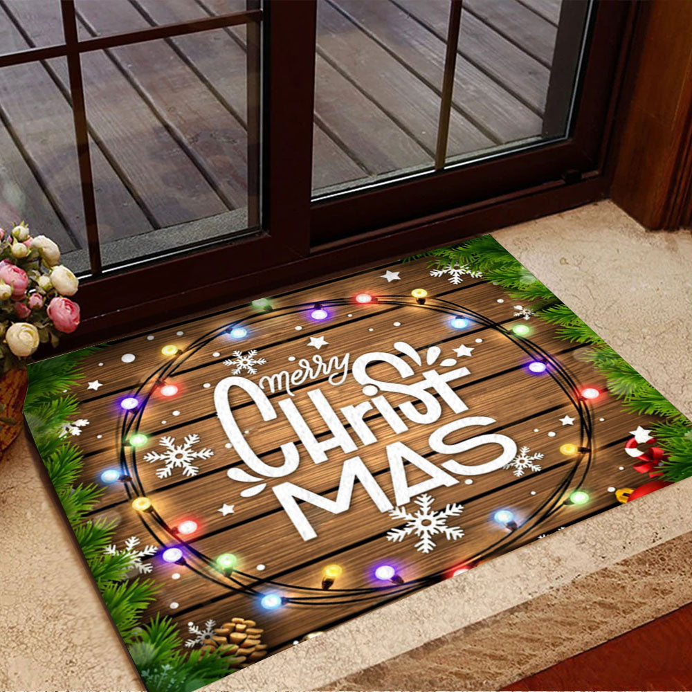Christmas Lawn Christmas Lights Doormat, Christmas Home Decorative