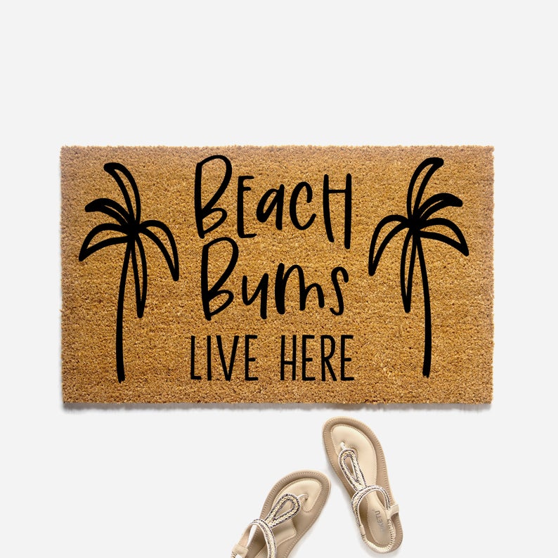 Beach Bums Live Here Beach House Doormat, Beach Lovers Home Decorative