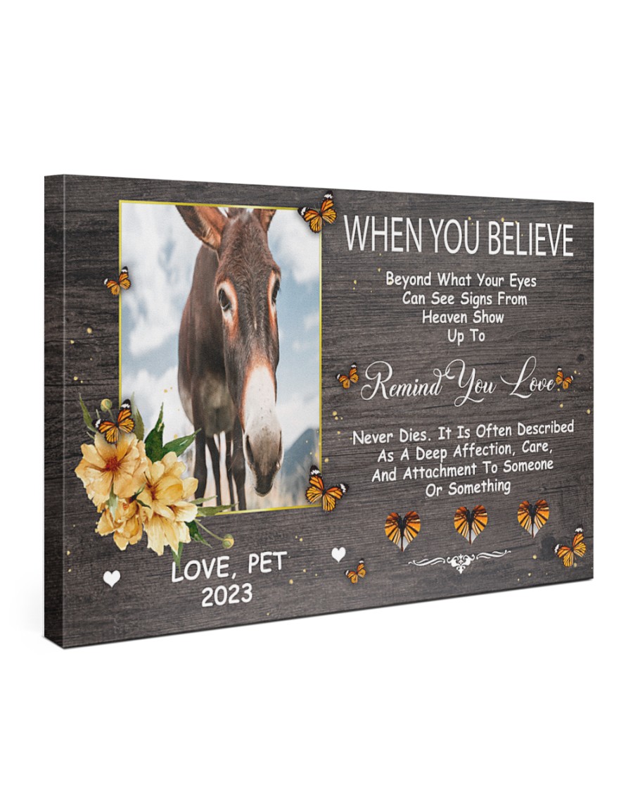 Custom Canvas Prints Memorial Donkey Photo, Canvas When You Believe