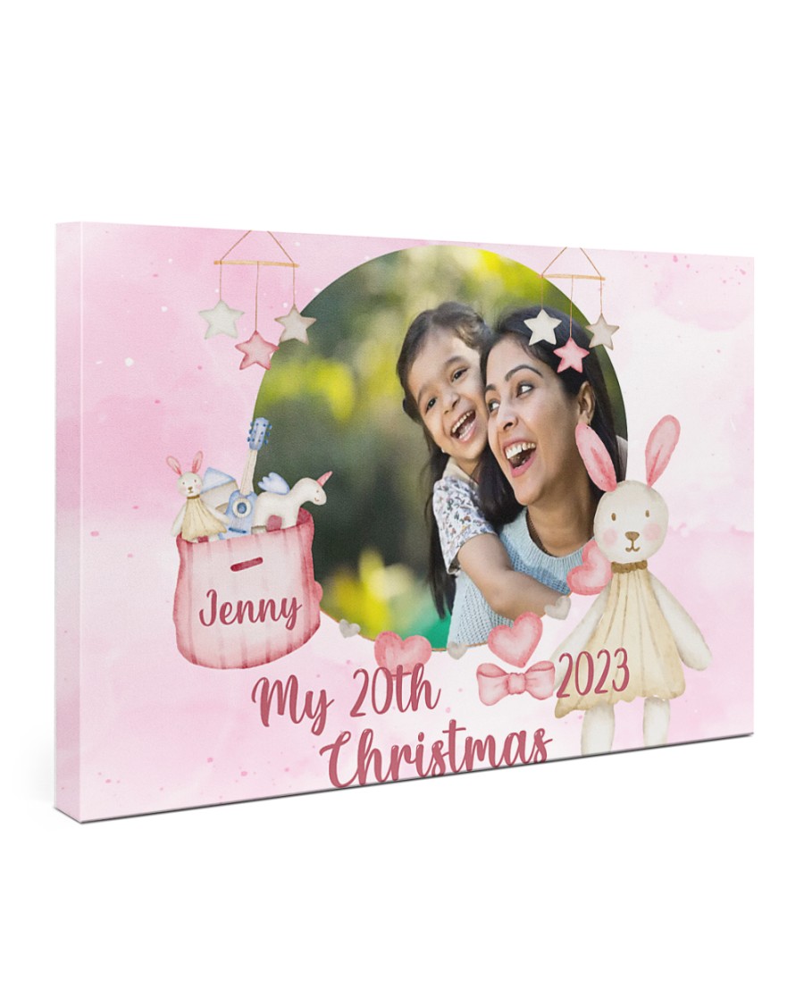 Personalized Baby Photo Canvas, Gift Baby 20th Photo Circle Canvas, Christmas Baby Gift, 20th
