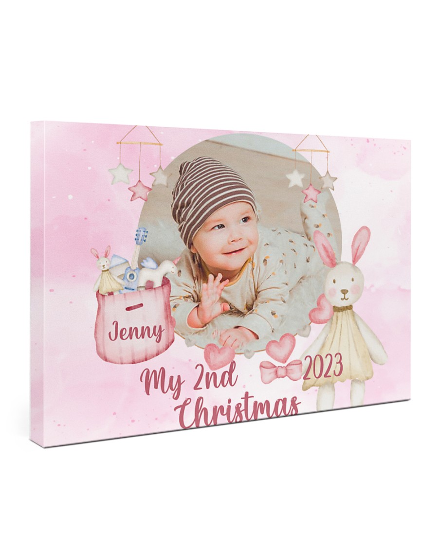 Personalized Baby Photo Canvas, Gift Baby 2nd Photo Circle Canvas, Christmas Baby Gift, 2nd Gift